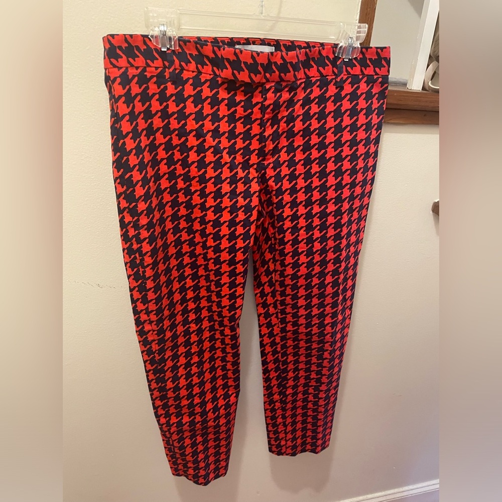 Perfect for Game Day Gap Orange and Navy Houndstooth Cropped Pants size 6